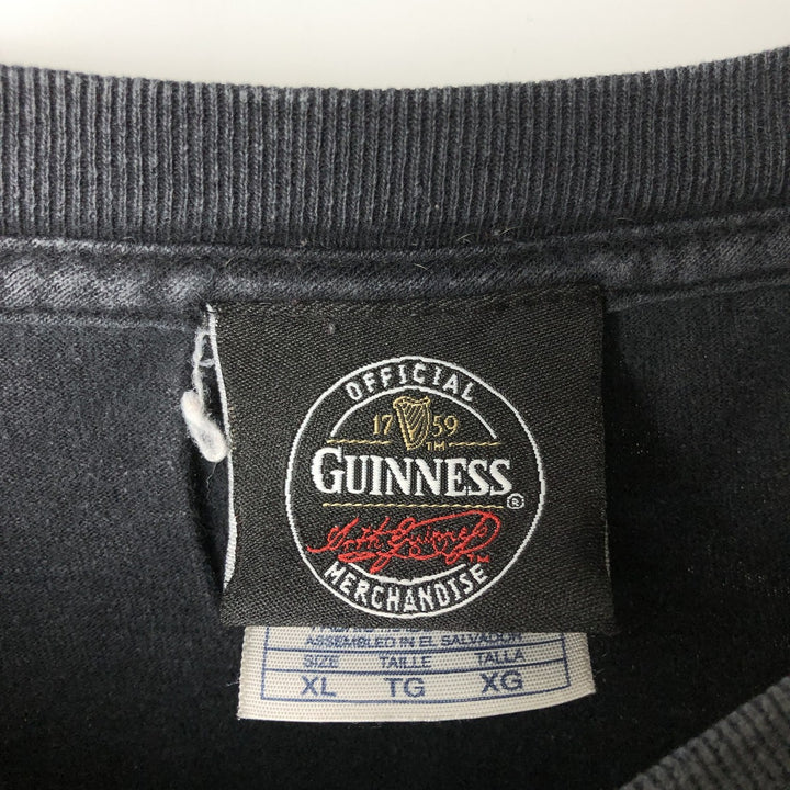 GUINNESS Beer Advertising T-Shirt, Made in USA, Men's Size L (approx.) cotton black type Vintage Second Hand