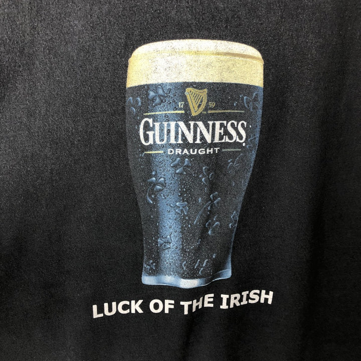 GUINNESS Beer Advertising T-Shirt, Made in USA, Men's Size L (approx.) cotton black type Vintage Second Hand