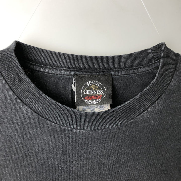 GUINNESS Beer Advertising T-Shirt, Made in USA, Men's Size L (approx.) cotton black type Vintage Second Hand