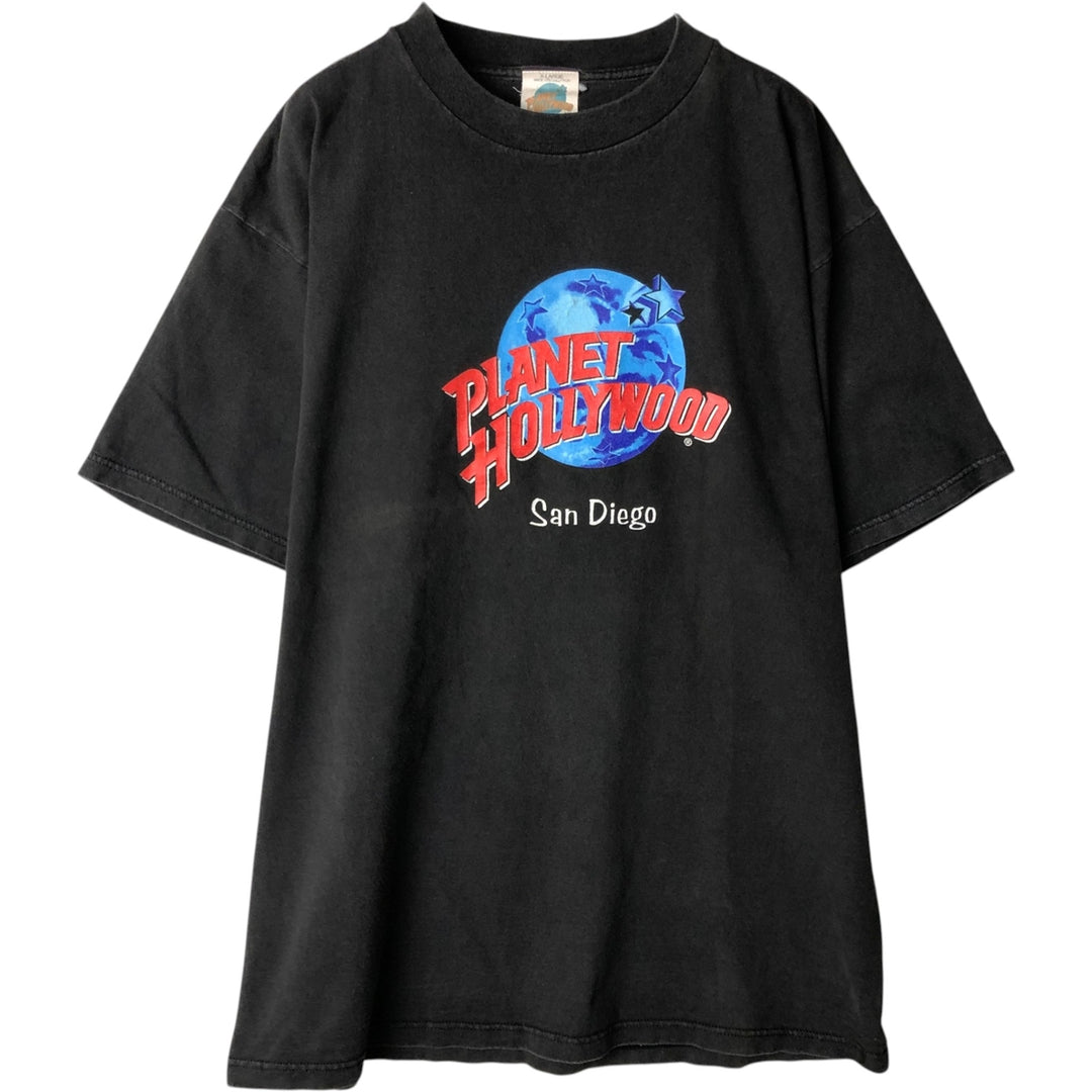 PLANET HOLLYWOOD Advertising T-shirt made in USA, men's XL size cotton black type Vintage Second Hand