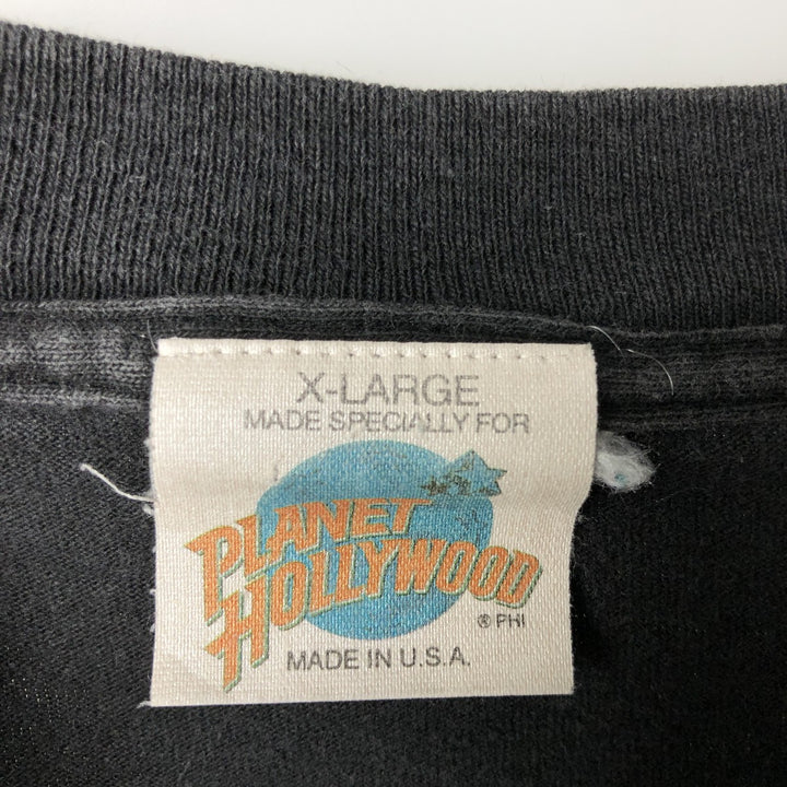 PLANET HOLLYWOOD Advertising T-shirt made in USA, men's XL size cotton black type Vintage Second Hand