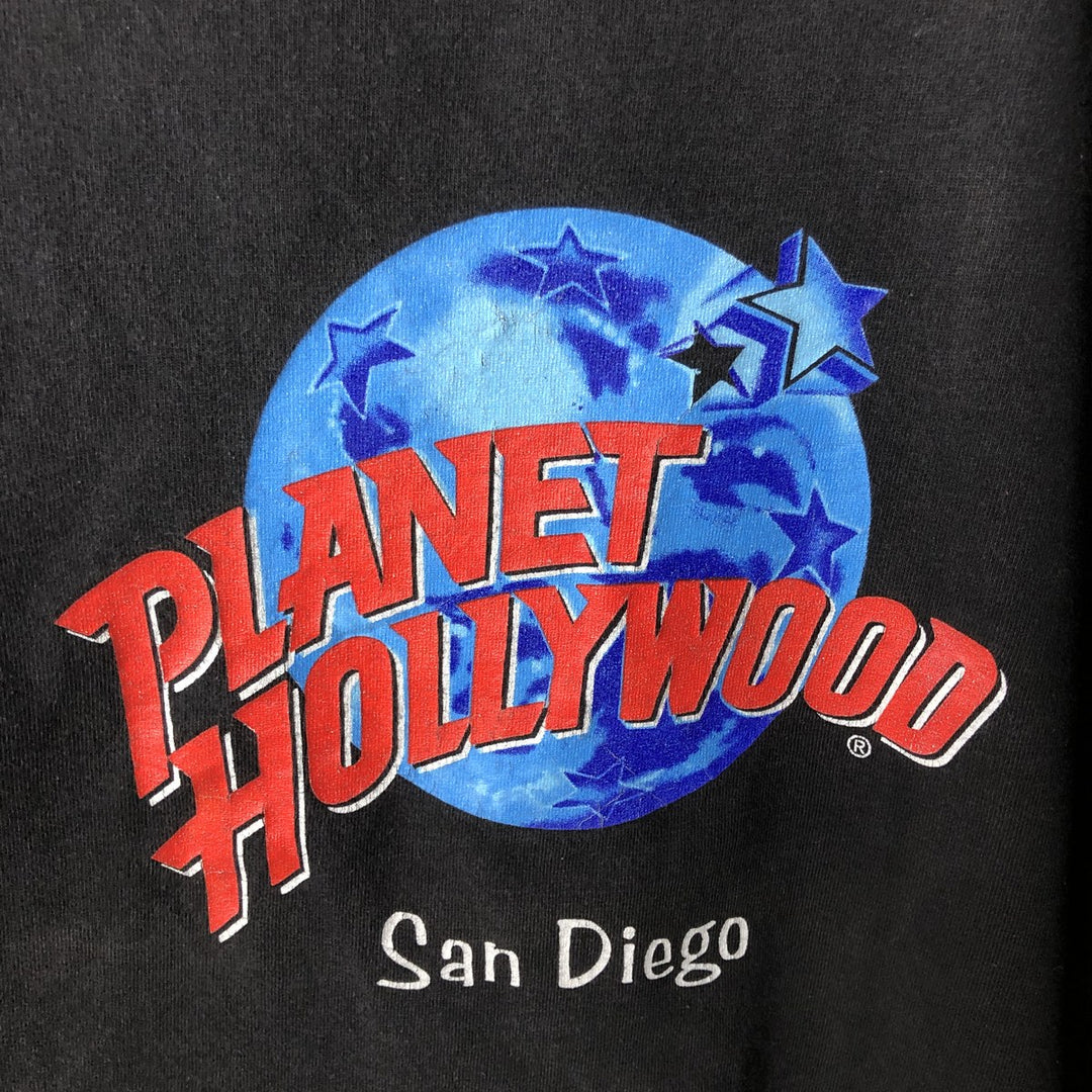 PLANET HOLLYWOOD Advertising T-shirt made in USA, men's XL size cotton black type Vintage Second Hand