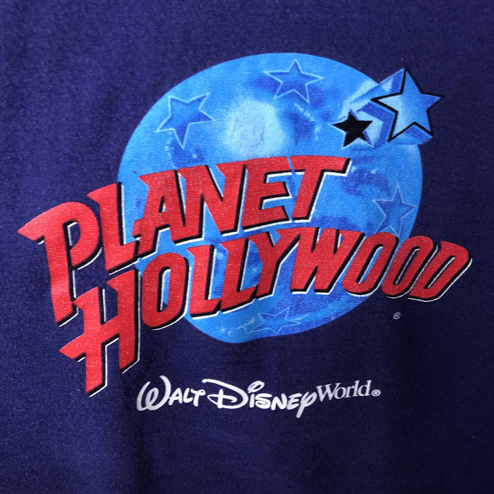 PLANET HOLLYWOOD Advertising T-shirt made in USA, men's XL size cotton navy blue type Vintage Second Hand