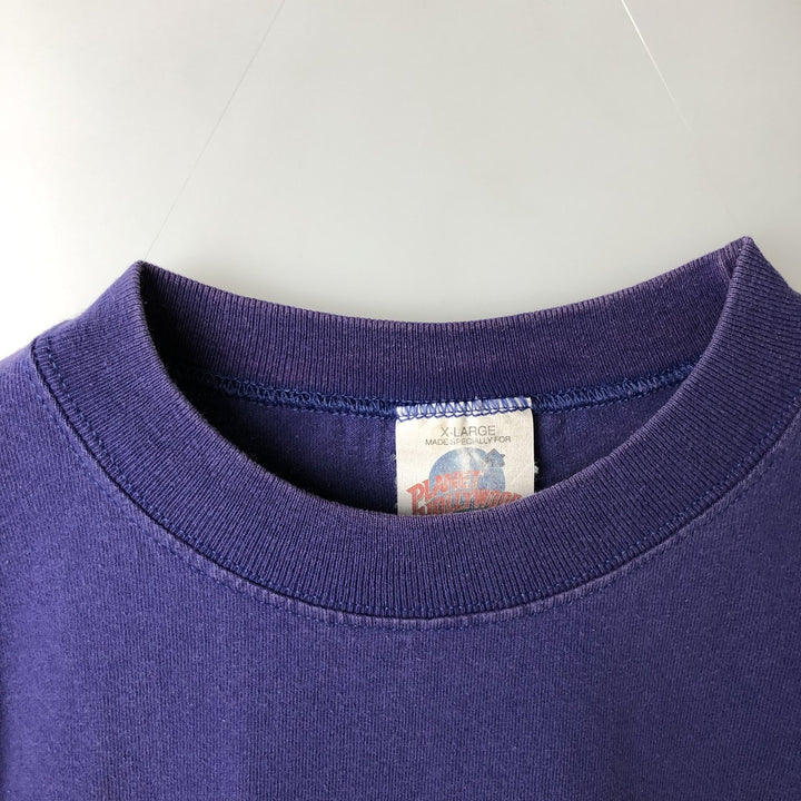 PLANET HOLLYWOOD Advertising T-shirt made in USA, men's XL size cotton navy blue type Vintage Second Hand