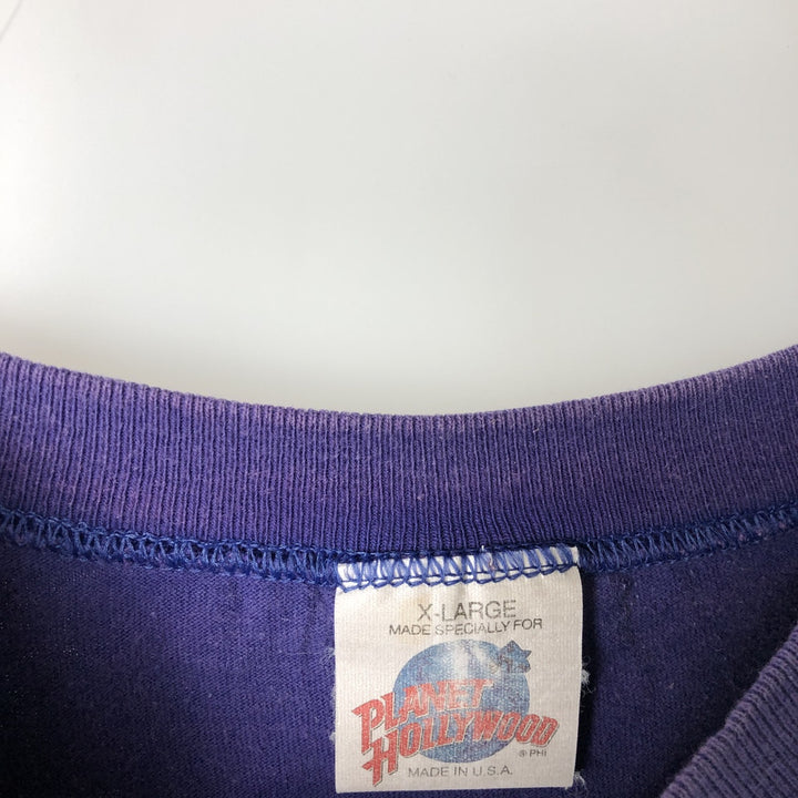 PLANET HOLLYWOOD Advertising T-shirt made in USA, men's XL size cotton navy blue type Vintage Second Hand