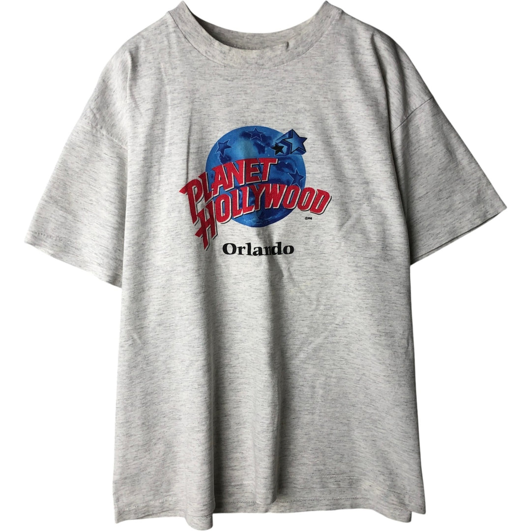 ~90'S PLANET HOLLYWOOD Advertising T-Shirt, Made in USA, Men's XL equivalent, Vintage cotton gray type Vintage Second Hand