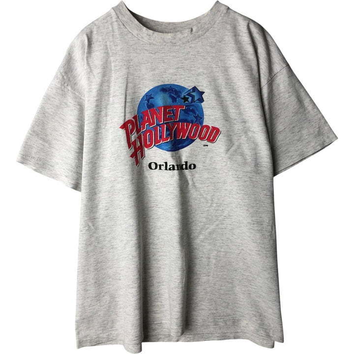 ~90'S PLANET HOLLYWOOD Advertising T-Shirt, Made in USA, Men's XL equivalent, Vintage cotton gray type Vintage Second Hand