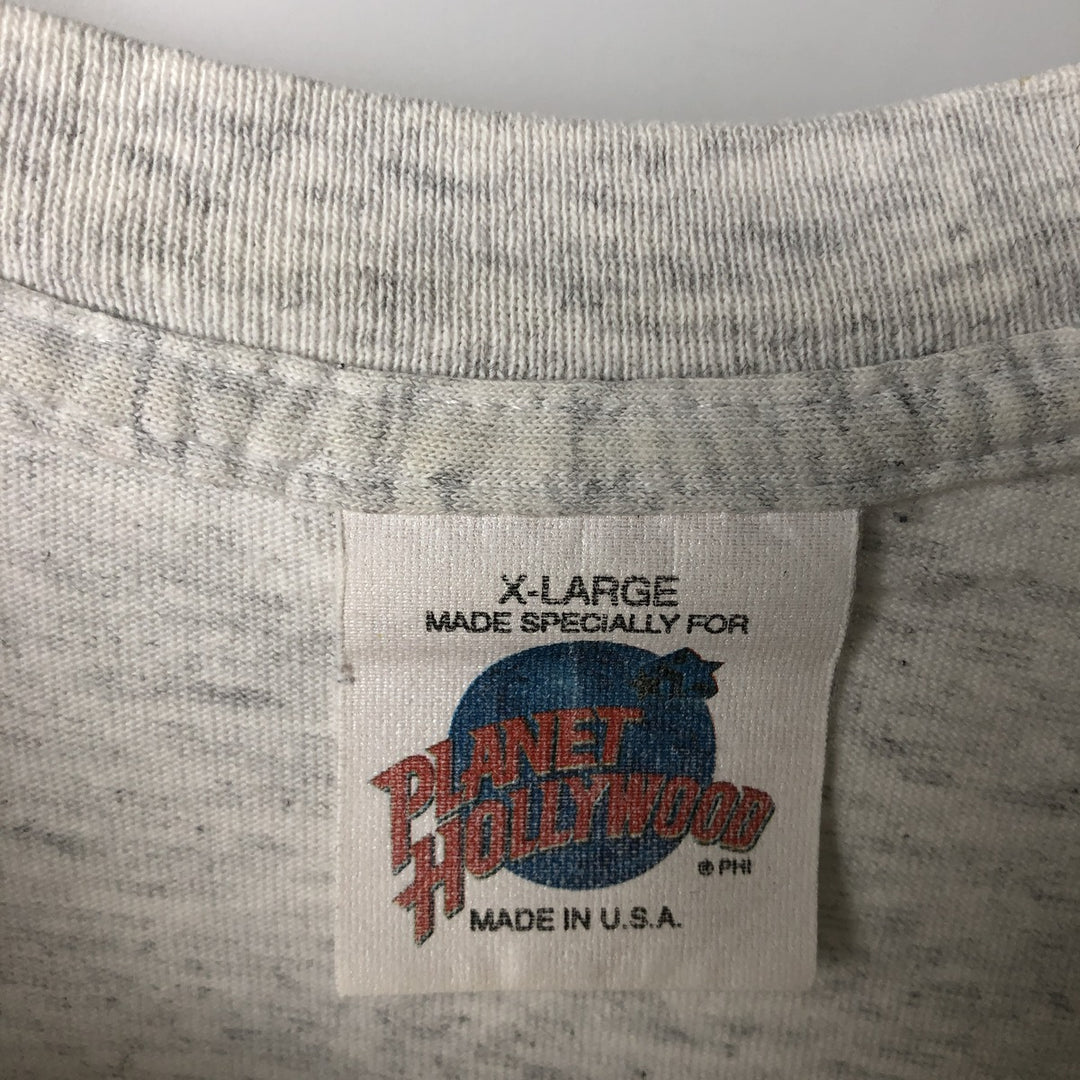 ~90'S PLANET HOLLYWOOD Advertising T-Shirt, Made in USA, Men's XL equivalent, Vintage cotton gray type Vintage Second Hand