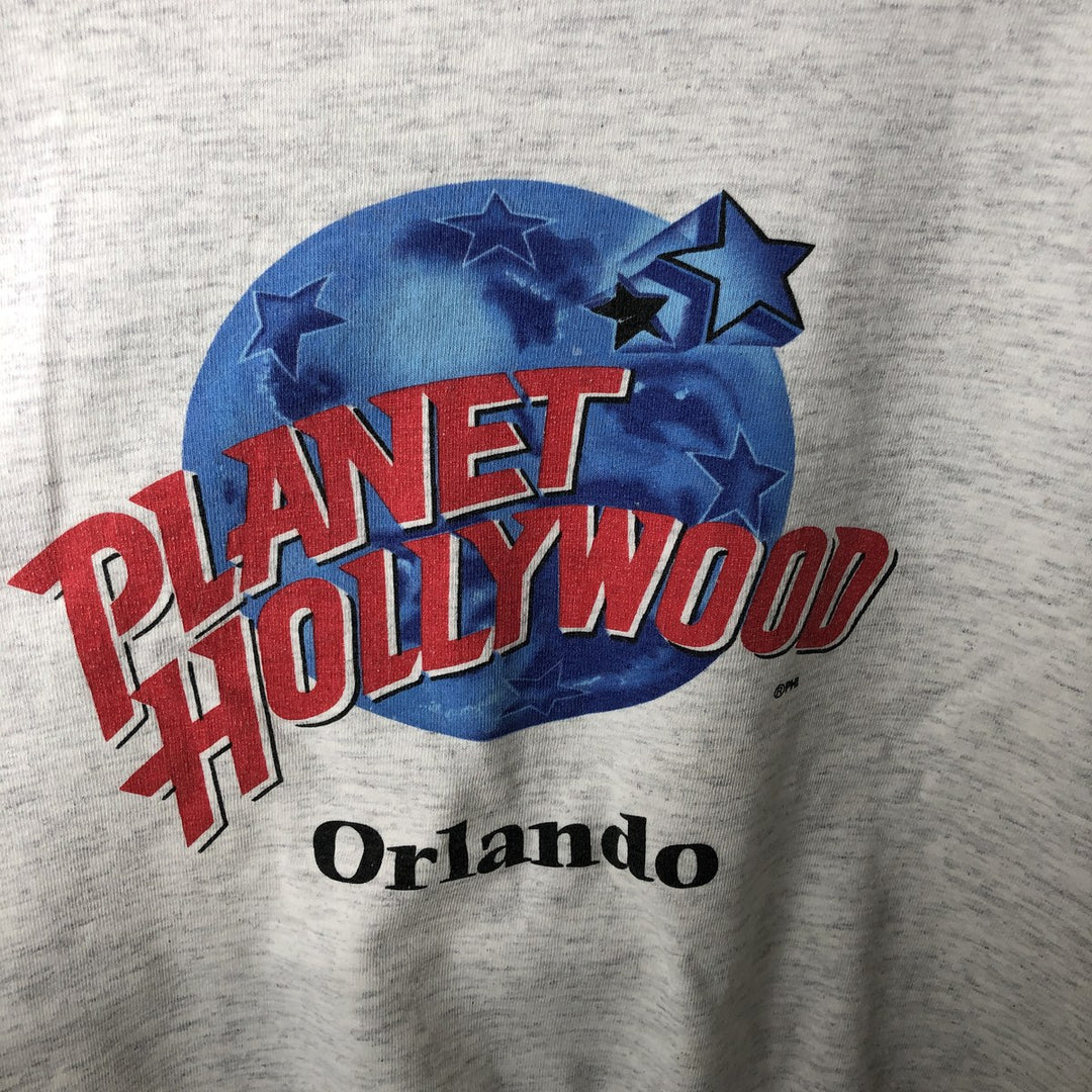 ~90'S PLANET HOLLYWOOD Advertising T-Shirt, Made in USA, Men's XL equivalent, Vintage cotton gray type Vintage Second Hand