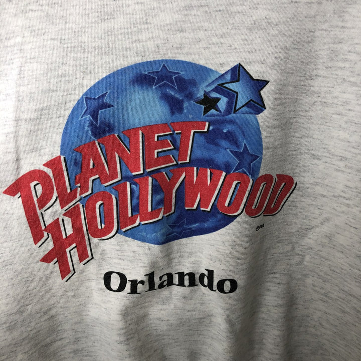 ~90'S PLANET HOLLYWOOD Advertising T-Shirt, Made in USA, Men's XL equivalent, Vintage cotton gray type Vintage Second Hand