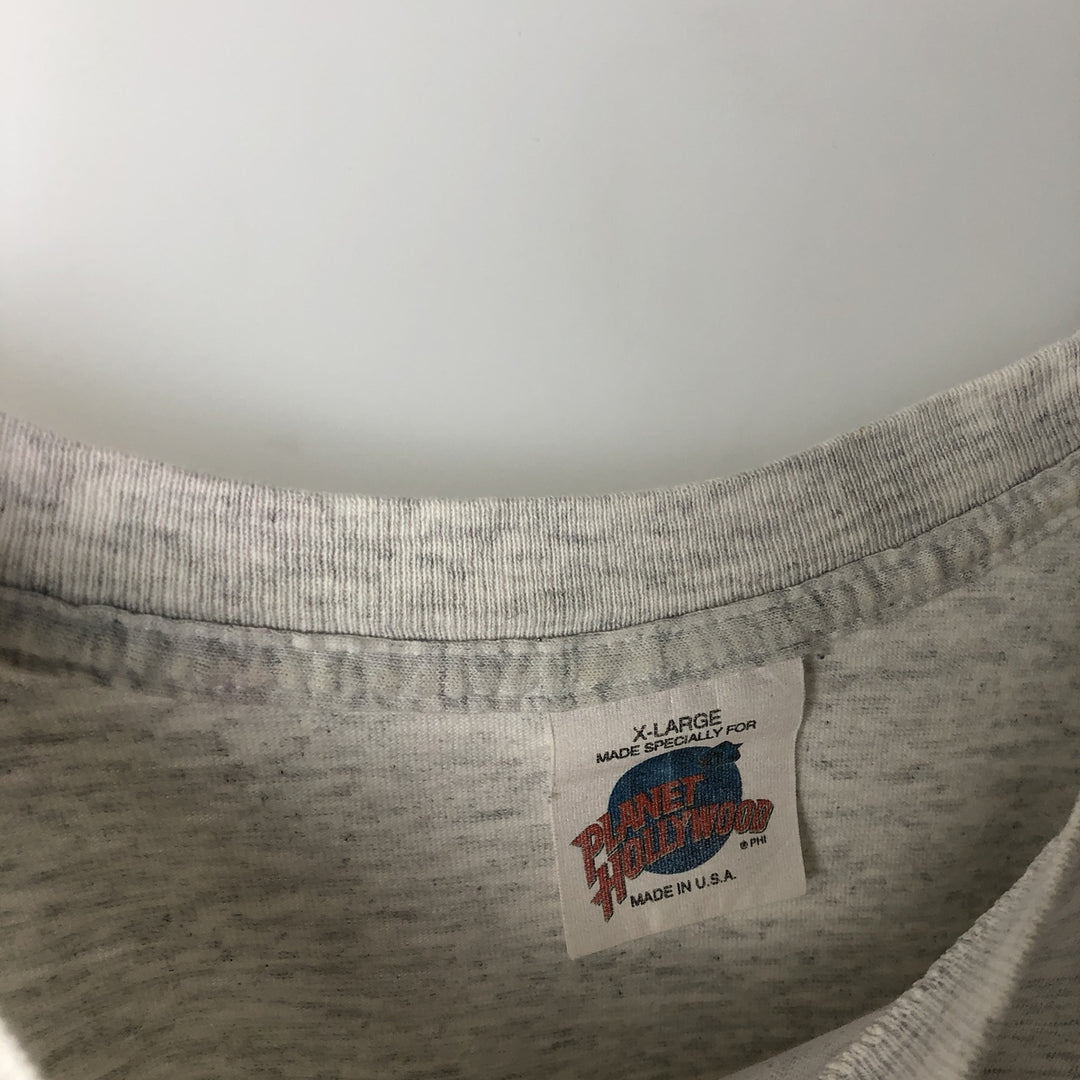 ~90'S PLANET HOLLYWOOD Advertising T-Shirt, Made in USA, Men's XL equivalent, Vintage cotton gray type Vintage Second Hand