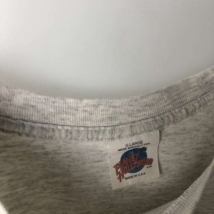 ~90'S PLANET HOLLYWOOD Advertising T-Shirt, Made in USA, Men's XL equivalent, Vintage cotton gray type Vintage Second Hand