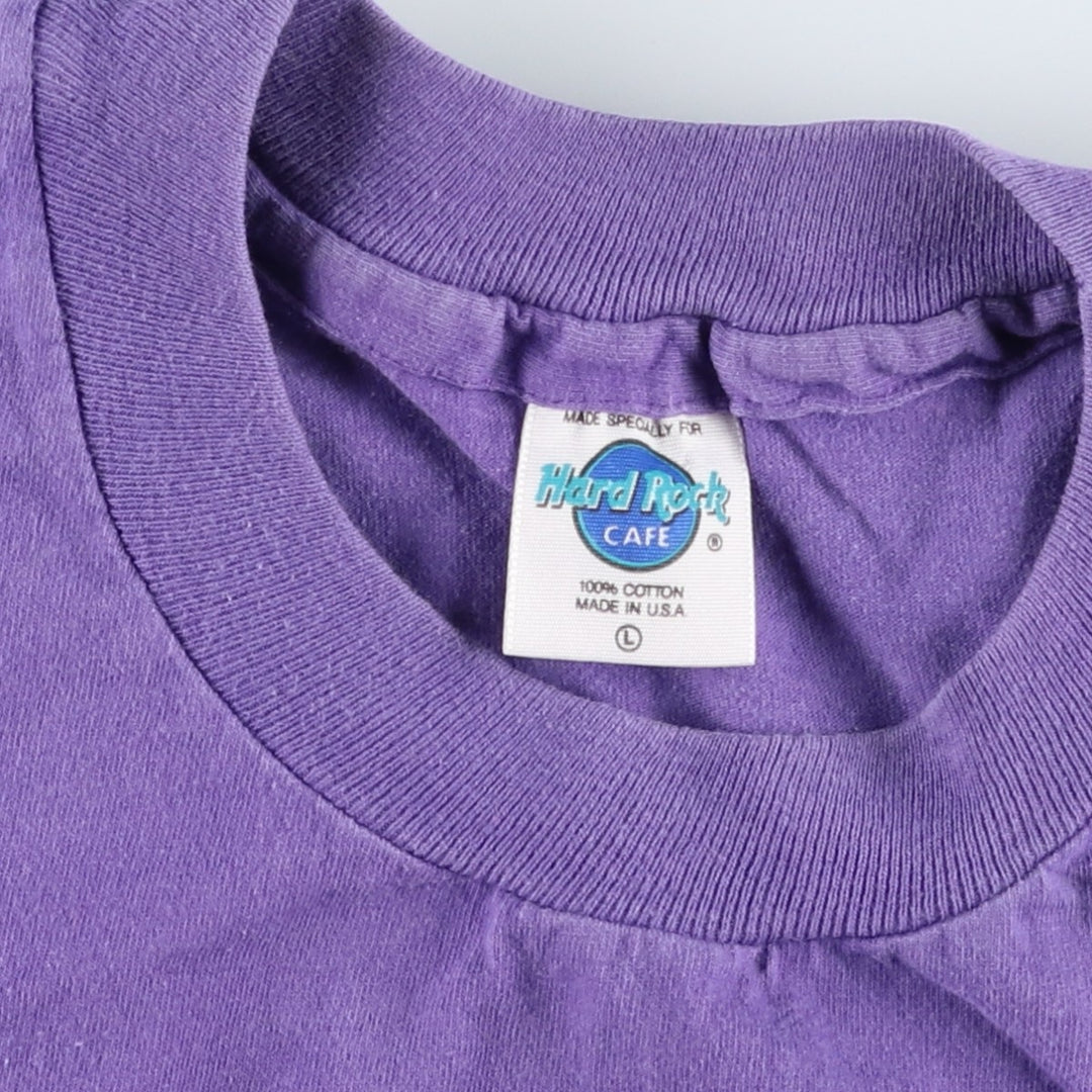 90'S HARD ROCK CAFE Hard Rock Cafe Advertising T-shirt Made in USA Men's L Vintage cotton purple type Vintage Second Hand