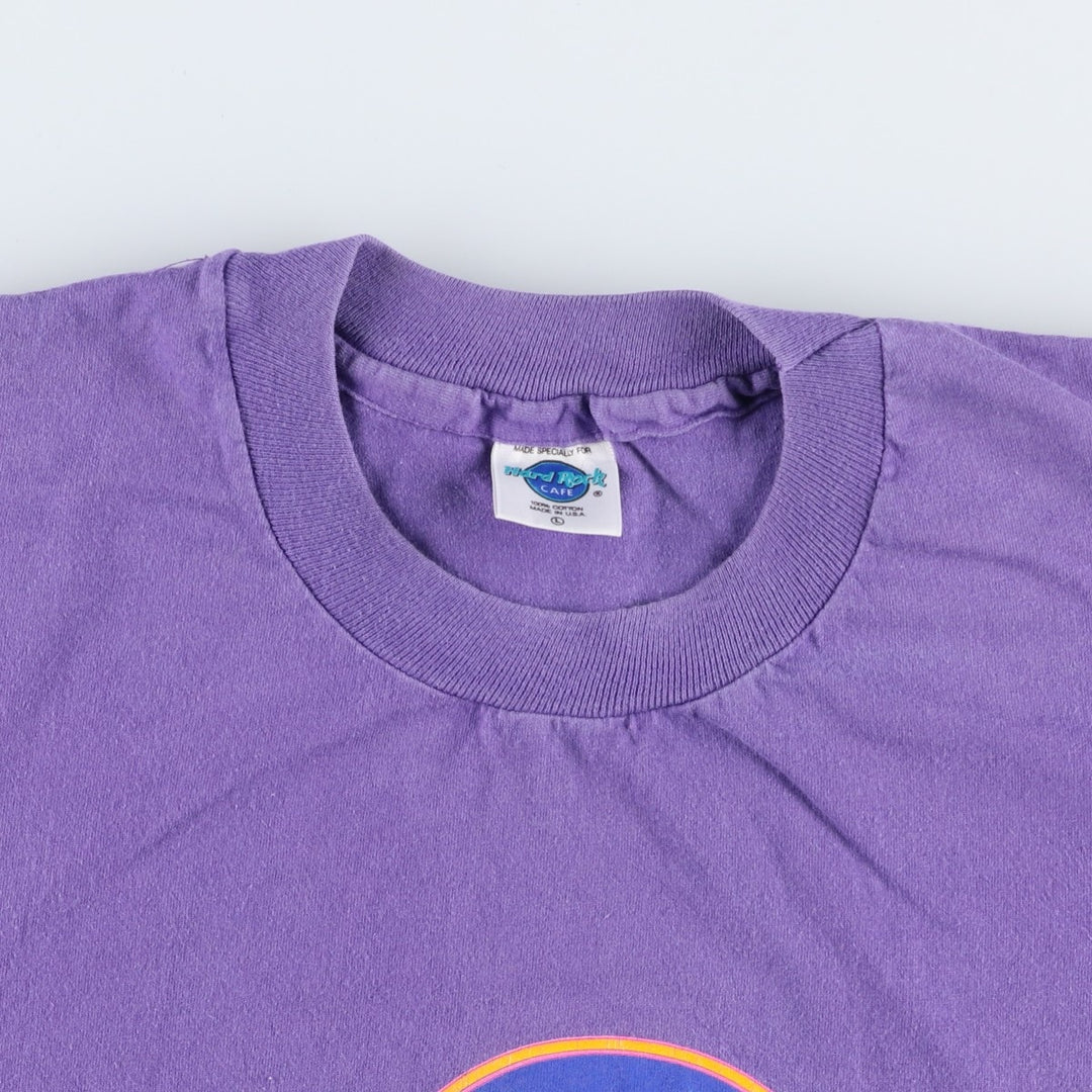 90'S HARD ROCK CAFE Hard Rock Cafe Advertising T-shirt Made in USA Men's L Vintage cotton purple type Vintage Second Hand