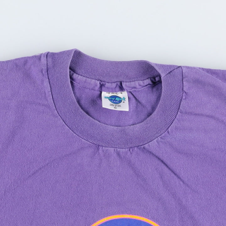 90'S HARD ROCK CAFE Hard Rock Cafe Advertising T-shirt Made in USA Men's L Vintage cotton purple type Vintage Second Hand