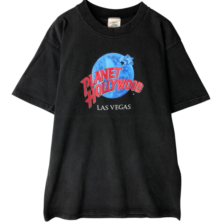 PLANET HOLLYWOOD Advertising T-shirt, made in the USA, size M for men cotton black type Vintage Second Hand