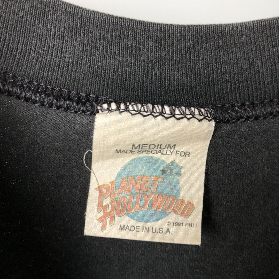 PLANET HOLLYWOOD Advertising T-shirt, made in the USA, size M for men cotton black type Vintage Second Hand
