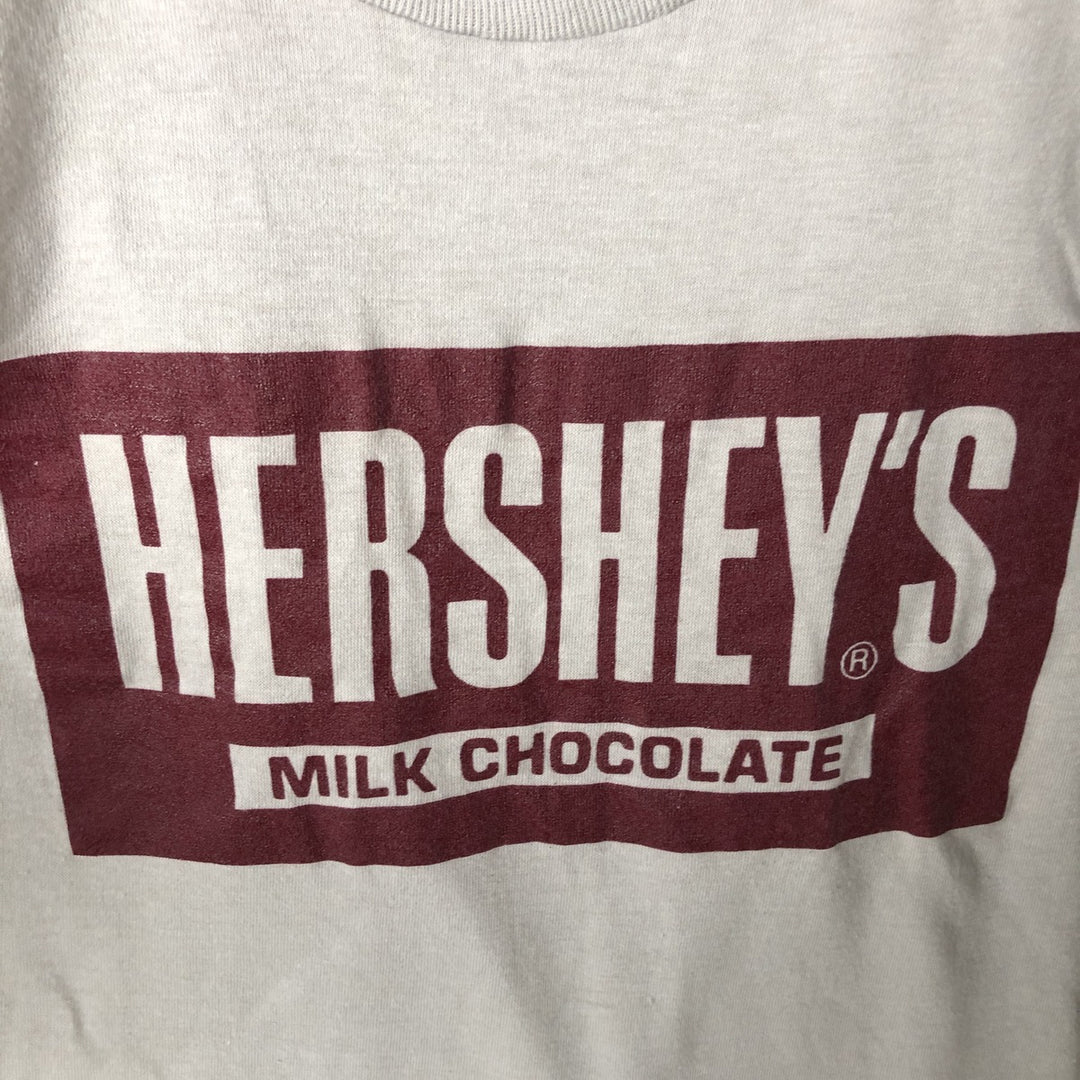 1980'S HERSHEY'S advertising T-shirt, Made in USA, Men's size L equivalent, Vintage polyester gray type Vintage Second Hand