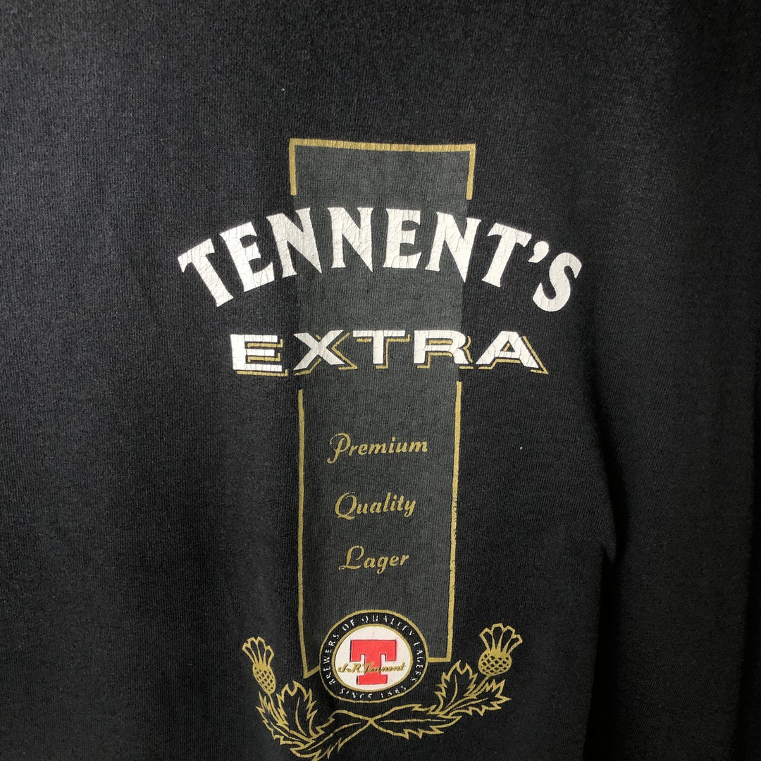 90'S Screen Stars TENNENT'S EXTRA Advertising T-Shirt, Men's XL equivalent, Vintage cotton black type Vintage Second Hand