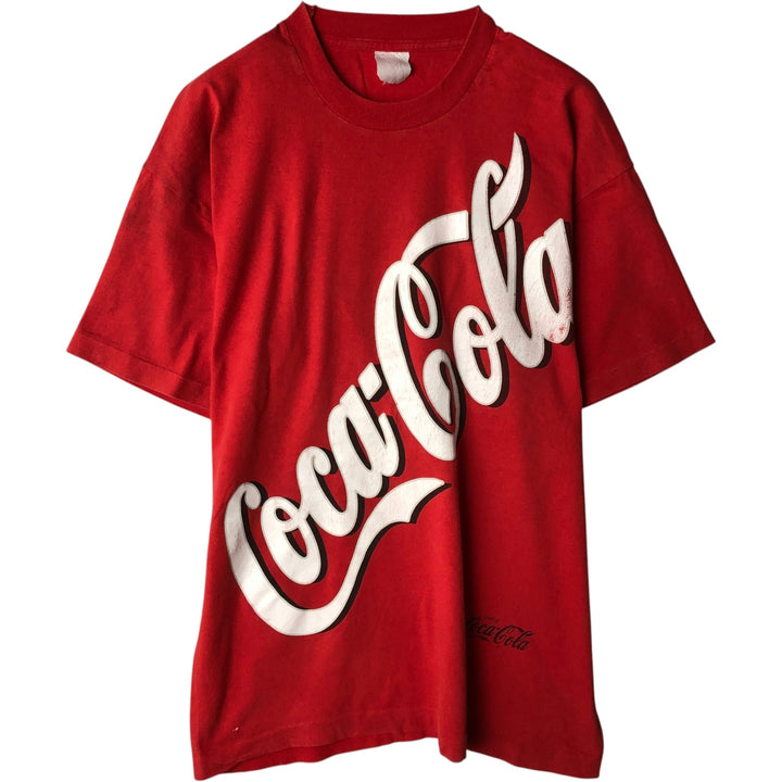~90'S COCA-COLA Advertising T-Shirt, Men's Size M (Equivalent), Vintage unclear red type Vintage Second Hand