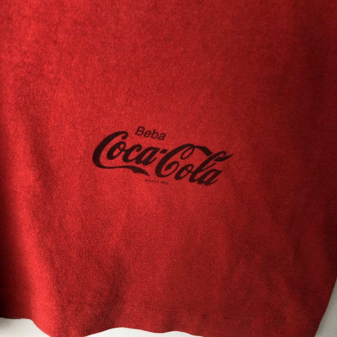 ~90'S COCA-COLA Advertising T-Shirt, Men's Size M (Equivalent), Vintage unclear red type Vintage Second Hand