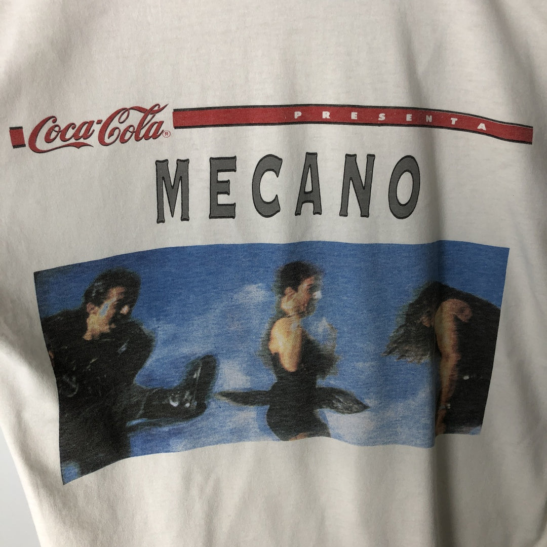 90'S Screen Stars MECANOCOCA-COLA Band T-Shirt, Men's XL equivalent, Vintage cotton white type Vintage Second Hand
