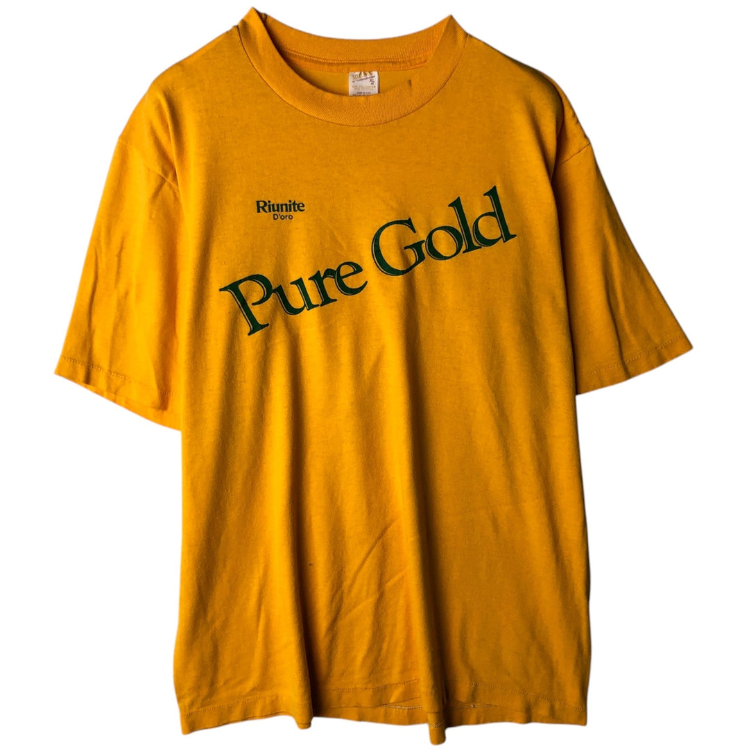 ~90'S Sportswear Riunite Advertising T-Shirt, Made in USA, Men's XL equivalent, Vintage polyester yellow type Vintage Second Hand