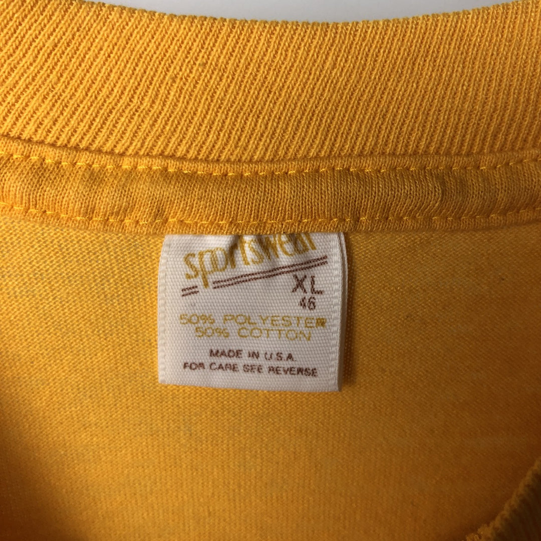 ~90'S Sportswear Riunite Advertising T-Shirt, Made in USA, Men's XL equivalent, Vintage polyester yellow type Vintage Second Hand