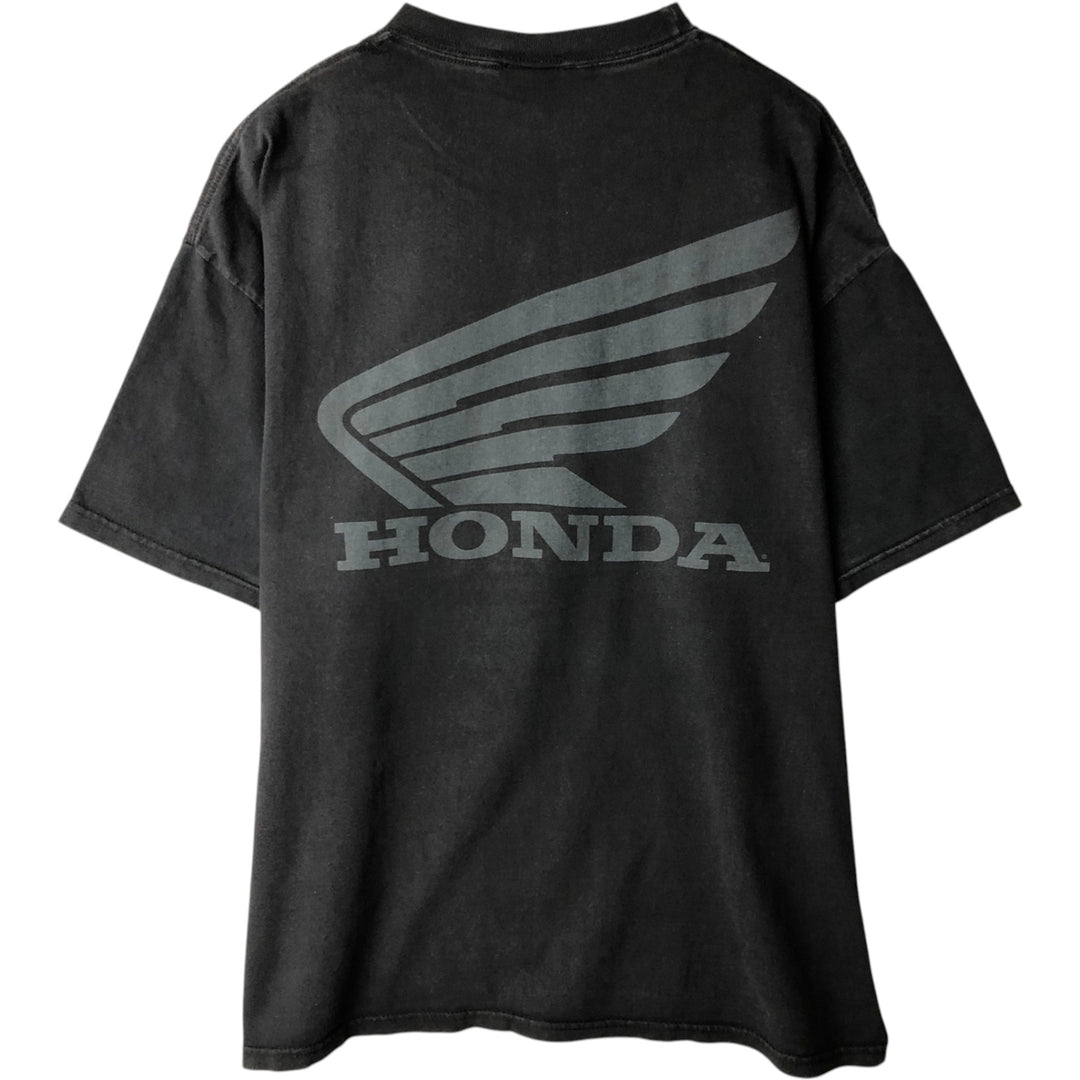 TURN ONE HONDA Honda Advertising T-Shirt, Made in USA, Men's Size XL (approx.) cotton black type Vintage Second Hand