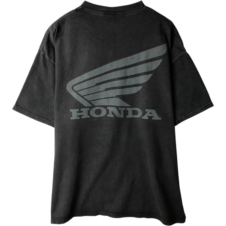 TURN ONE HONDA Honda Advertising T-Shirt, Made in USA, Men's Size XL (approx.) cotton black type Vintage Second Hand