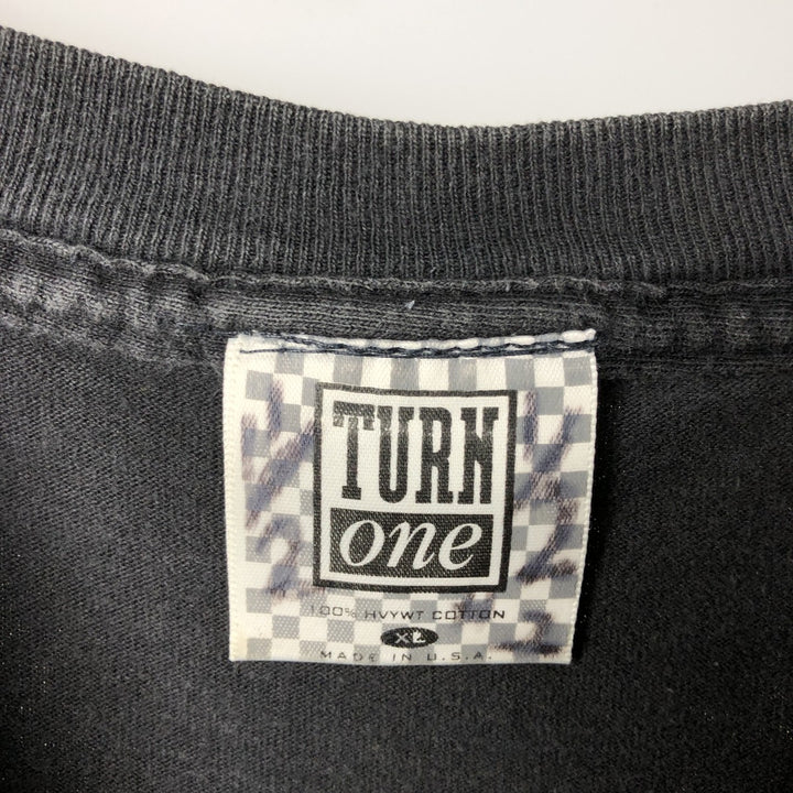 TURN ONE HONDA Honda Advertising T-Shirt, Made in USA, Men's Size XL (approx.) cotton black type Vintage Second Hand