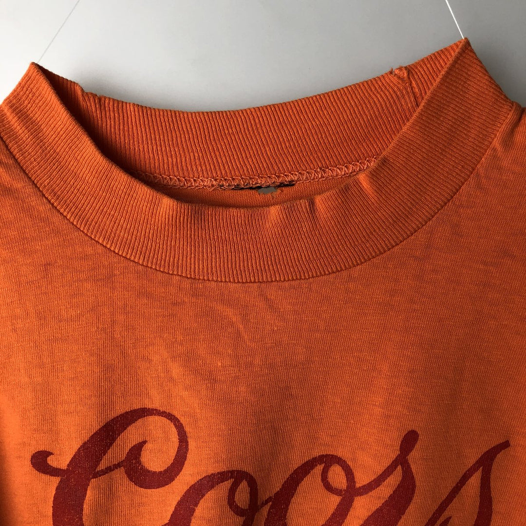 ~90'S Coors Advertising T-shirt, Men's Size S (approx.), Vintage unclear orange type Vintage Second Hand