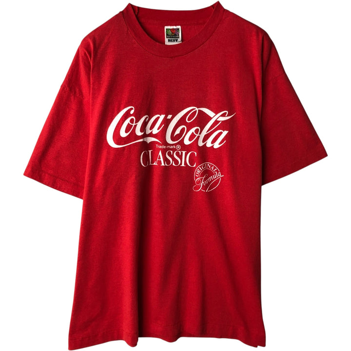 90'S Fruit of the Loom Coca-Cola Advertising T-Shirt, Men's XL equivalent, Vintage cotton red type Vintage Second Hand