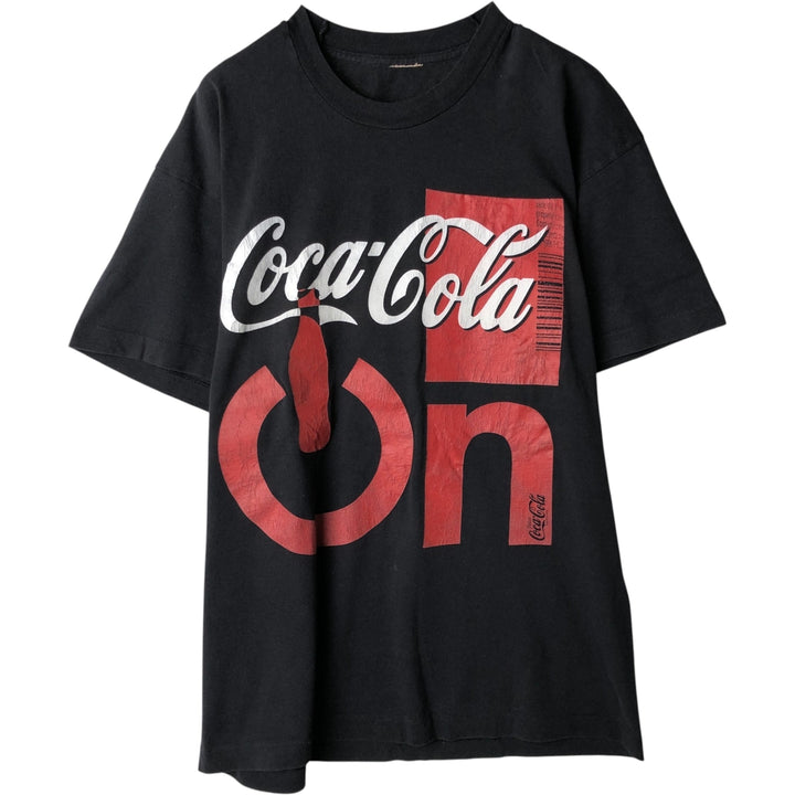 ~90'S COCA-COLA Advertising T-Shirt, Men's Size M (Equivalent), Vintage unclear black type Vintage Second Hand
