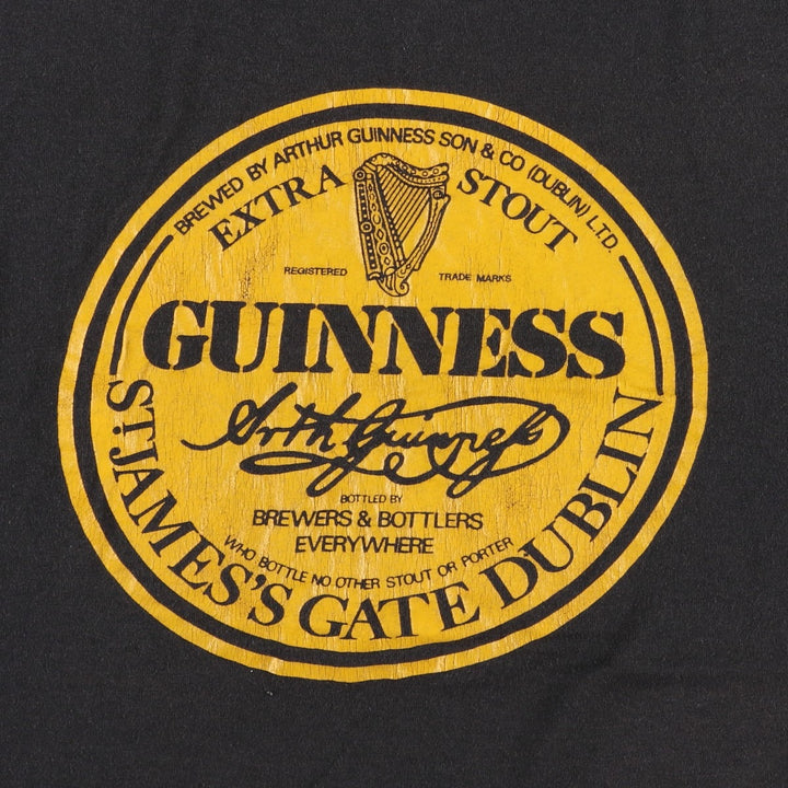 80'S Screen Stars Guinness Extra Stout Advertising T-Shirt, Men's XL (approx.), Vintage cotton black type Vintage Second Hand