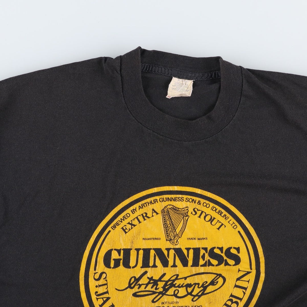80'S Screen Stars Guinness Extra Stout Advertising T-Shirt, Men's XL (approx.), Vintage cotton black type Vintage Second Hand