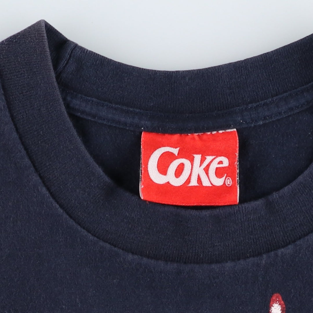 90'S COKE COCA-COLA Advertising T-Shirt, Made in USA, Men's XL equivalent, Vintage cotton navy blue type Vintage Second Hand