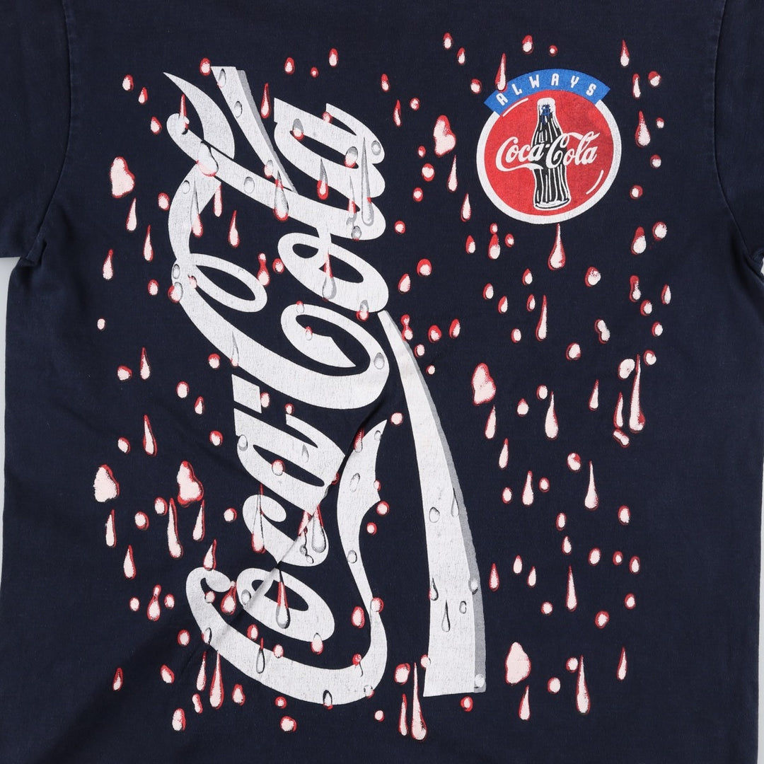 90'S COKE COCA-COLA Advertising T-Shirt, Made in USA, Men's XL equivalent, Vintage cotton navy blue type Vintage Second Hand