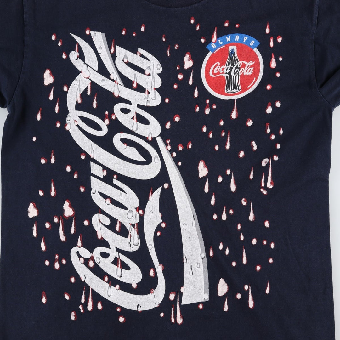 90'S COKE COCA-COLA Advertising T-Shirt, Made in USA, Men's XL equivalent, Vintage cotton navy blue type Vintage Second Hand