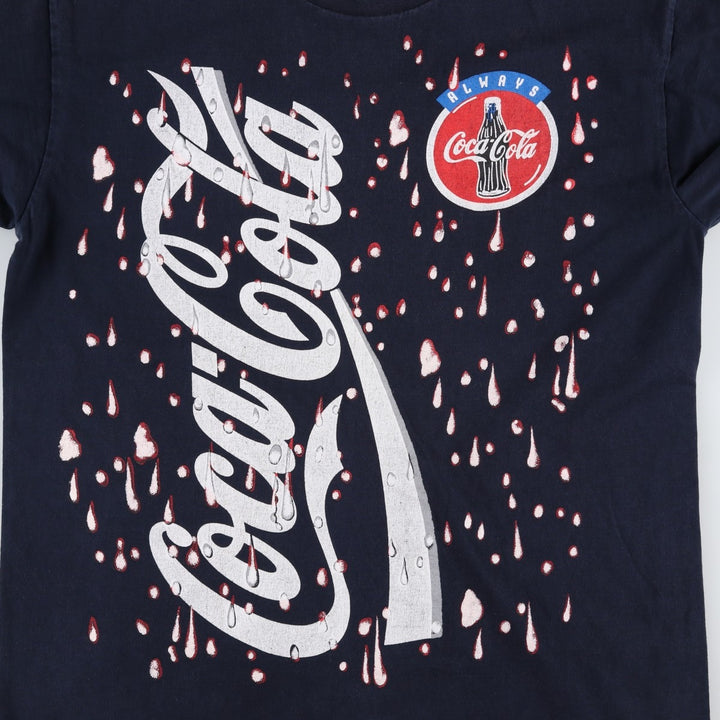 90'S COKE COCA-COLA Advertising T-Shirt, Made in USA, Men's XL equivalent, Vintage cotton navy blue type Vintage Second Hand