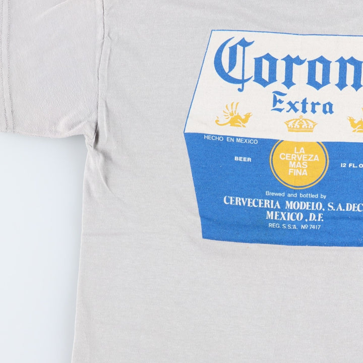 CORONA EXTRA Advertising T-Shirt, Men's XL (approx.) unclear gray type Vintage Second Hand