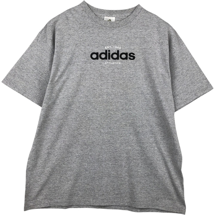 Adidas logo print T-shirt, men's size L cotton gray type Vintage Second Hand