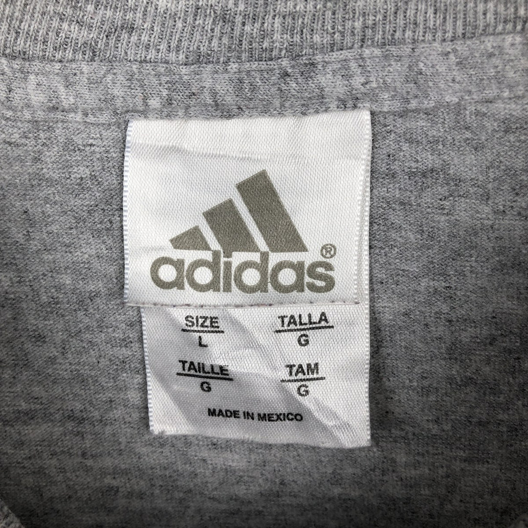 Adidas logo print T-shirt, men's size L cotton gray type Vintage Second Hand