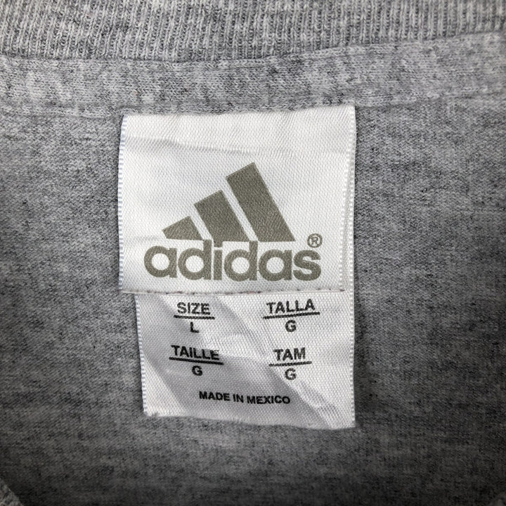 Adidas logo print T-shirt, men's size L cotton gray type Vintage Second Hand