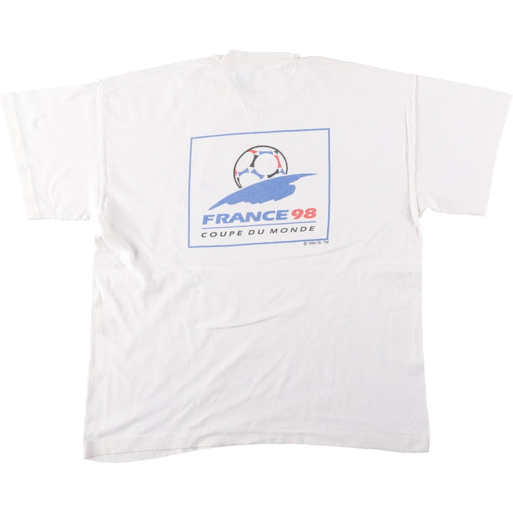 1990'S FIFA World Cup 1998 Sports Print T-Shirt, Men's Size XL (Equivalent), Vintage cotton white type Vintage Second Hand