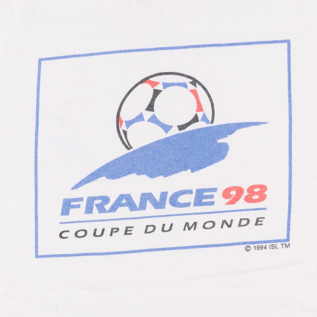 1990'S FIFA World Cup 1998 Sports Print T-Shirt, Men's Size XL (Equivalent), Vintage cotton white type Vintage Second Hand