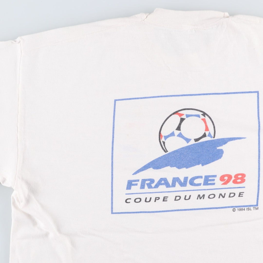 1990'S FIFA World Cup 1998 Sports Print T-Shirt, Men's Size XL (Equivalent), Vintage cotton white type Vintage Second Hand