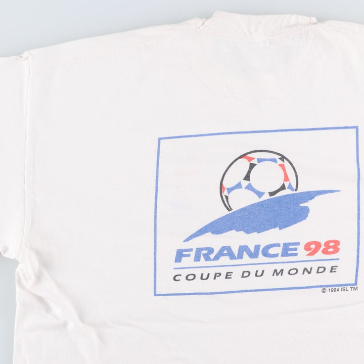 1990'S FIFA World Cup 1998 Sports Print T-Shirt, Men's Size XL (Equivalent), Vintage cotton white type Vintage Second Hand