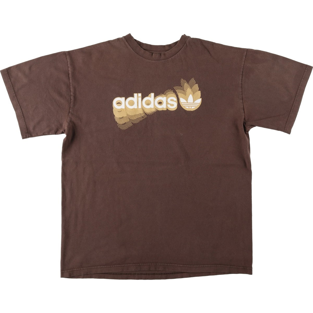 2000'S Adidas Originals logo print T-shirt, men's size L (approx.) unclear brown type Vintage Second Hand