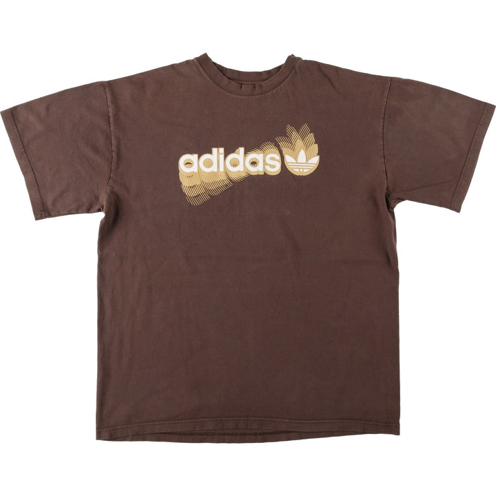 2000'S Adidas Originals logo print T-shirt, men's size L (approx.) unclear brown type Vintage Second Hand